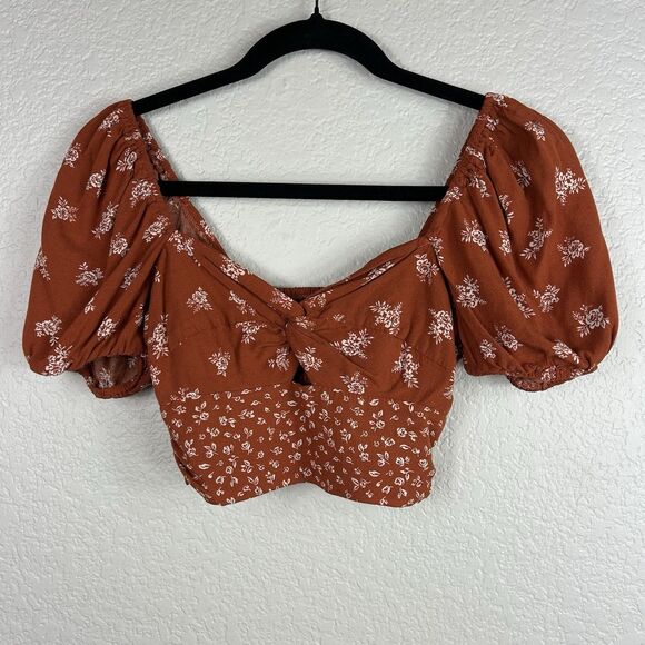 Altar'd State Rust Floral Crop Top - Picture 2 of 6